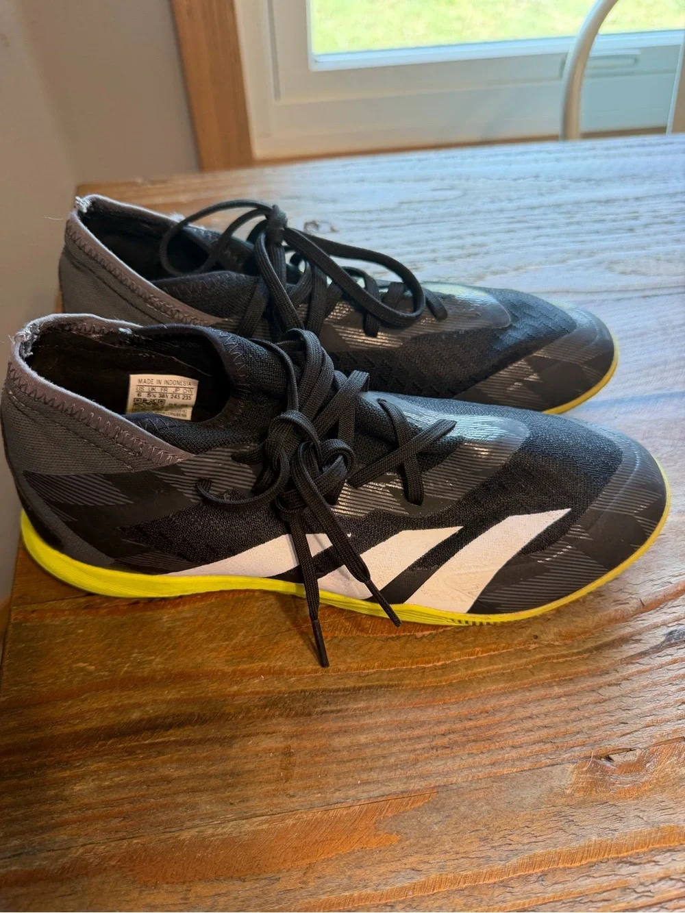 Adidas Kids Grey and Yellow Indoor Soccer Shoes